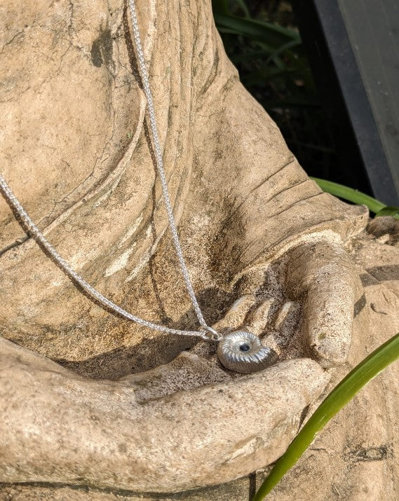 Ammonite Fossil Silver Pendant