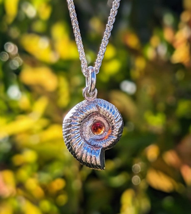 Ammonite Fossil Silver Pendant