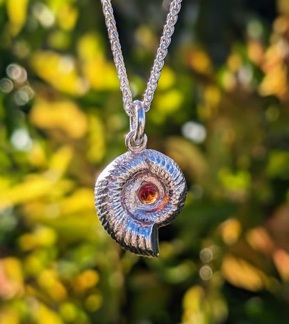 Ammonite Fossil Silver Pendant