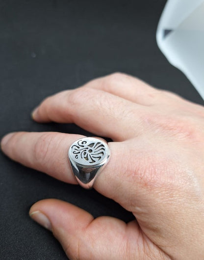 Nautilus Silver Signet Ring