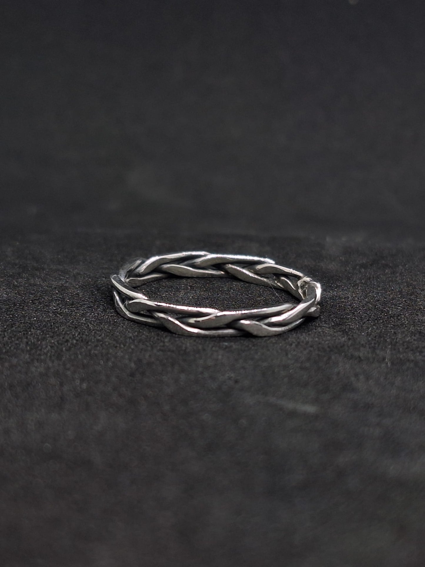 Filed & Braided Wicker Silver Ring