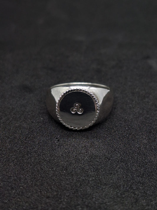 Celtic Triskele Silver Signet Ring