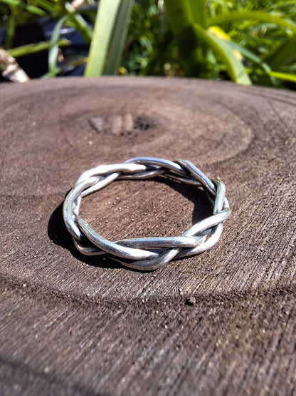Braided Wicker Silver Ring