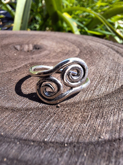 Twin Spiral Silver Wire Ring