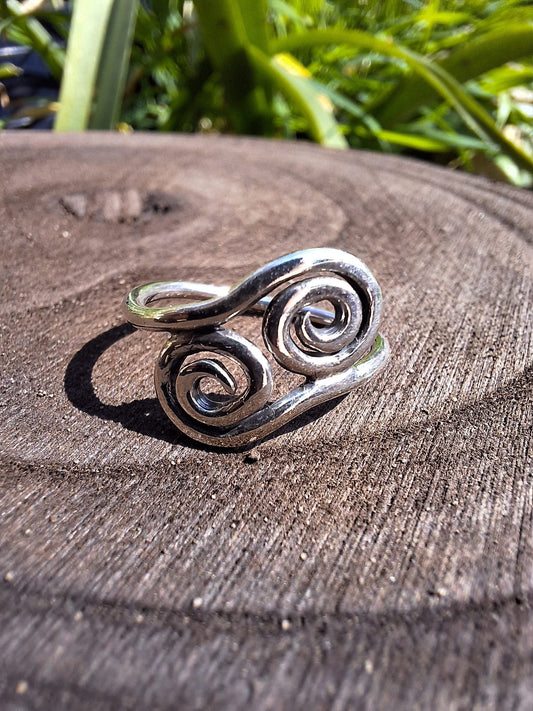 Twin Spiral Silver Wire Ring