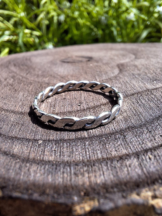 Beaten Silver Twist Ring