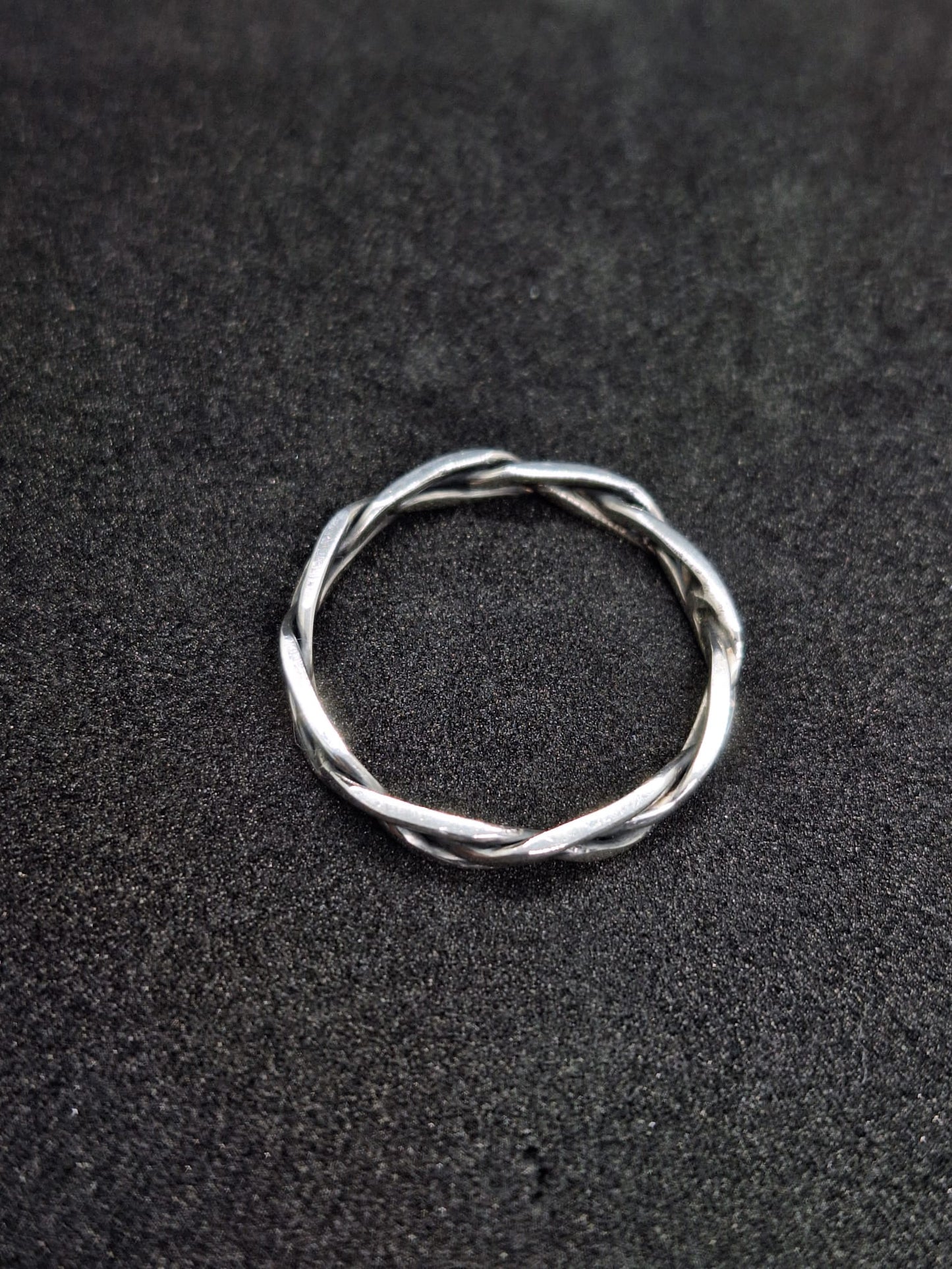 Filed & Braided Wicker Silver Ring
