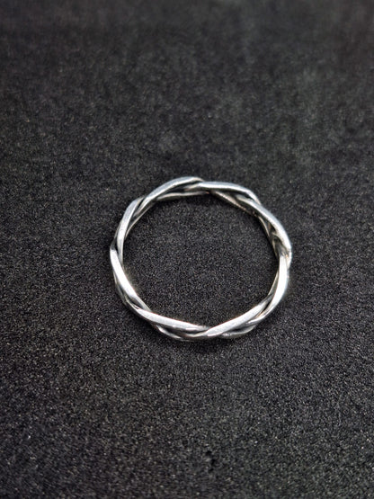 Filed & Braided Wicker Silver Ring
