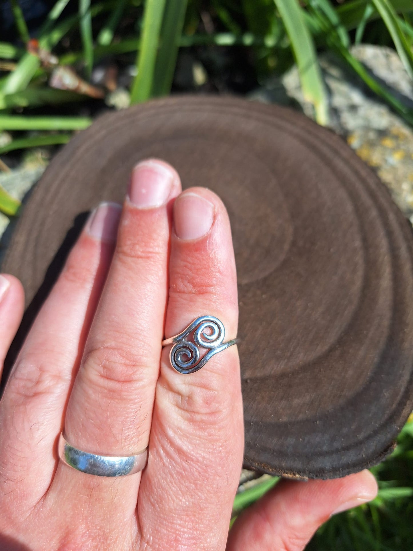 Twin Spiral Silver Wire Ring