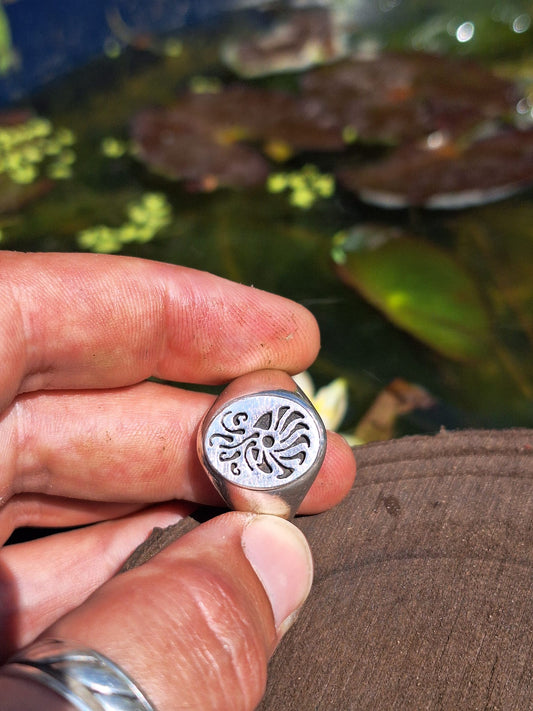 Nautilus Silver Signet Ring