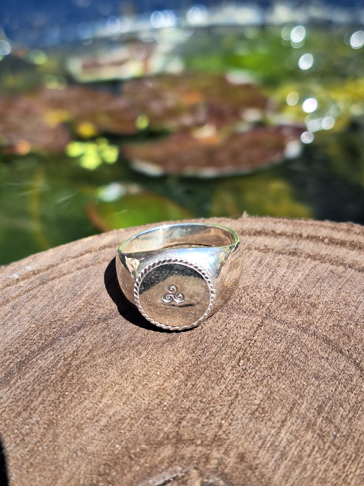 Celtic Triskele Silver Signet Ring